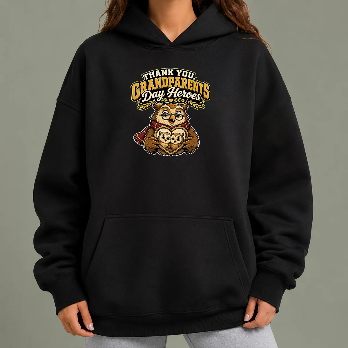 Nice Grandparents Day Gratitude Owl Mascot Hoodie