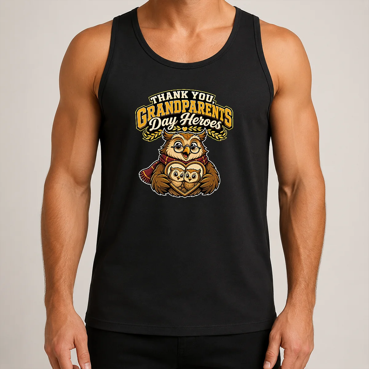 Nice Grandparents Day Gratitude Owl Mascot Tank Top