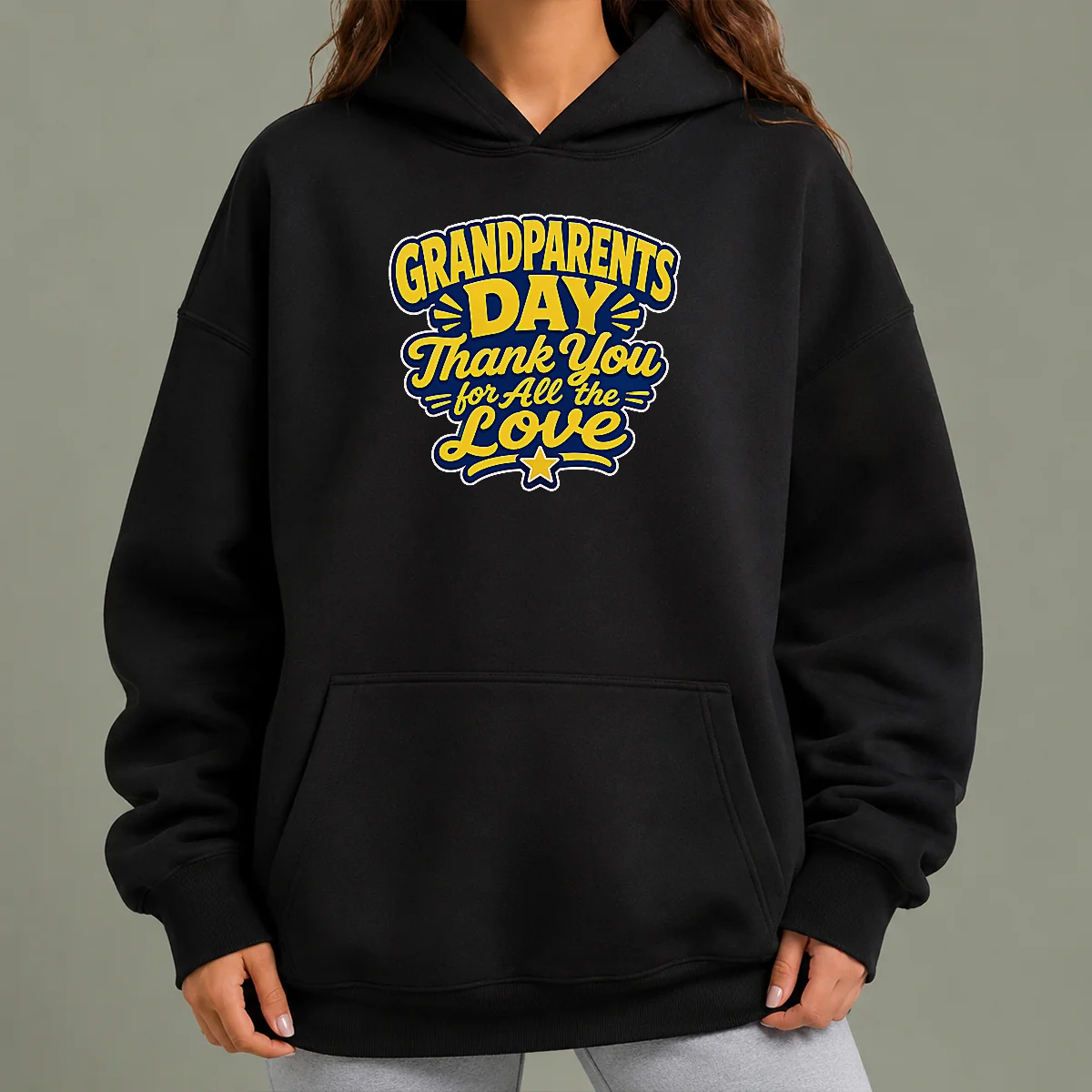 Nice Grandparents Day Thank You Cartoon Typography Hoodie
