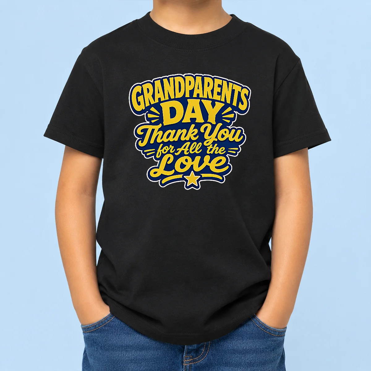 Nice Grandparents Day Thank You Cartoon Typography Kids T-Shirt