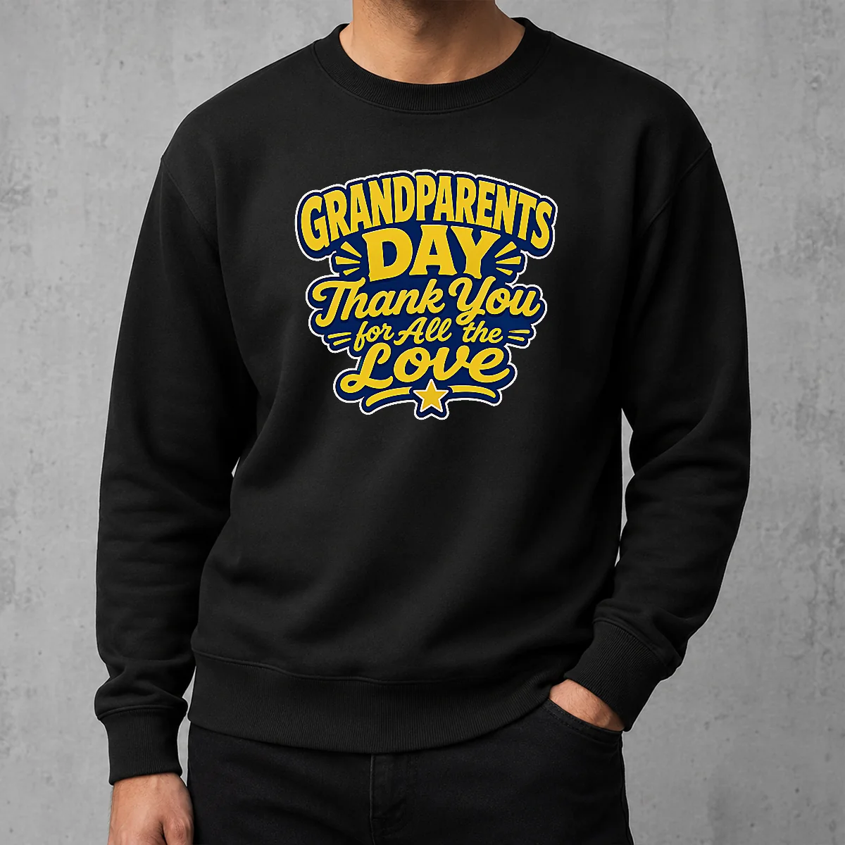 Nice Grandparents Day Thank You Cartoon Typography Sweater