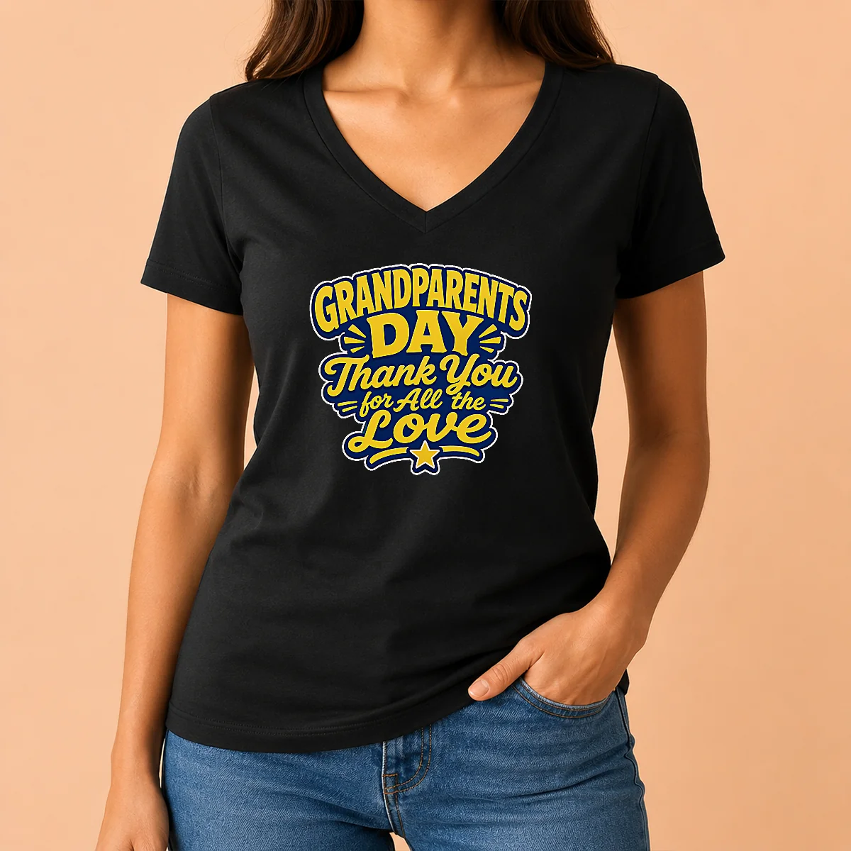 Nice Grandparents Day Thank You Cartoon V-Neck Shirt Nice Grandparents Day Thank You Cartoon V-Neck Shirt