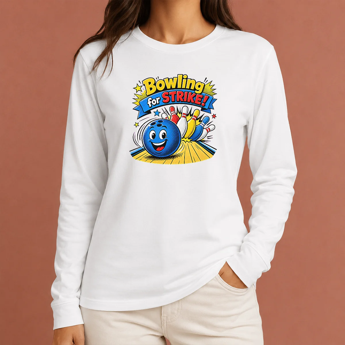 Nice Hot Bowling For Strike Cheerful Pop Art Long Sleeve Shirt