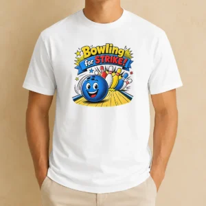 Nice Hot Bowling For Strike Cheerful Pop Art t shirt in classic fit with vibrant graphic print