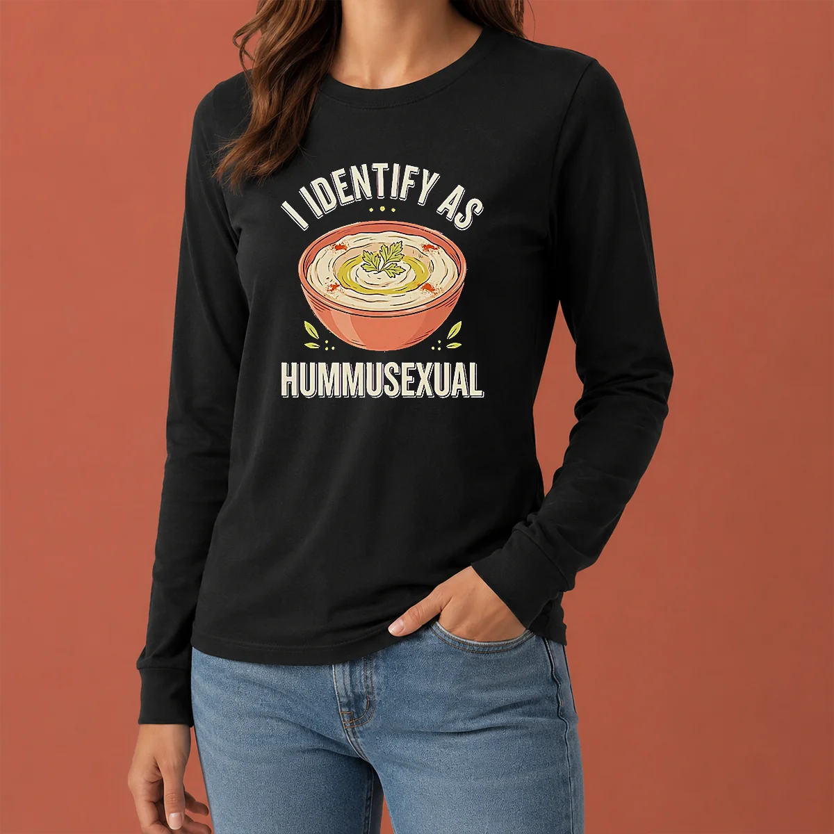 Nice Hot I Identify As Hummusexual Hummus Bowl Long Sleeve Shirt