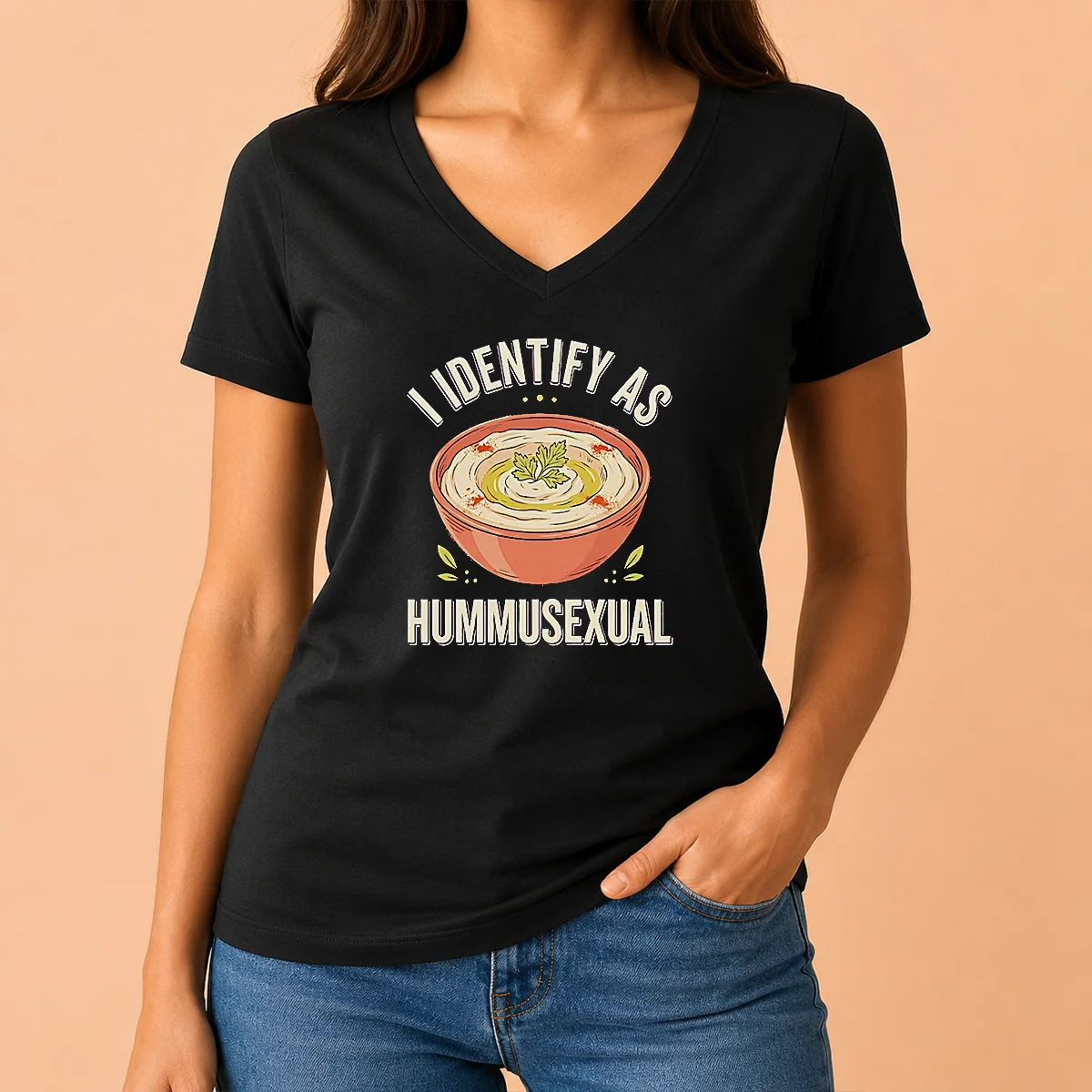 Nice Hot I Identify As Hummusexual V-Neck Shirt Nice Hot I Identify As Hummusexual V-Neck Shirt