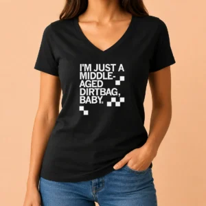 Nice I'M Just A Middle Aged Dirtbag Baby Middle Aged V-Neck Shirt