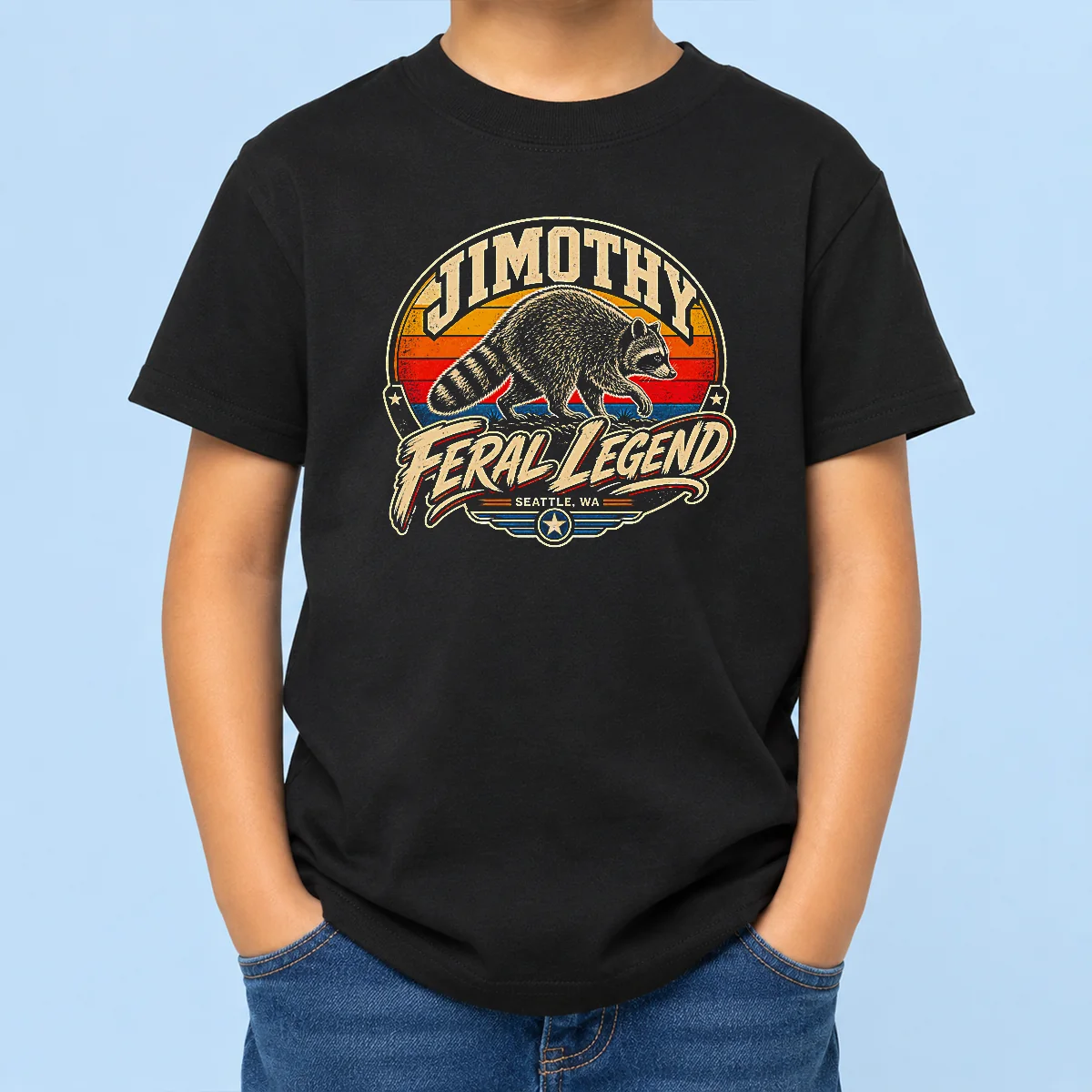 Nice Jimothy Raccoon Seattle Feral Legend Kids T-Shirt
