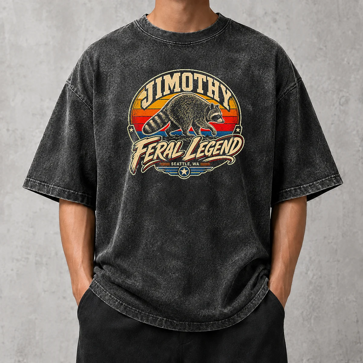 Nice Jimothy Raccoon Seattle Feral Legend Washed T-Shirt