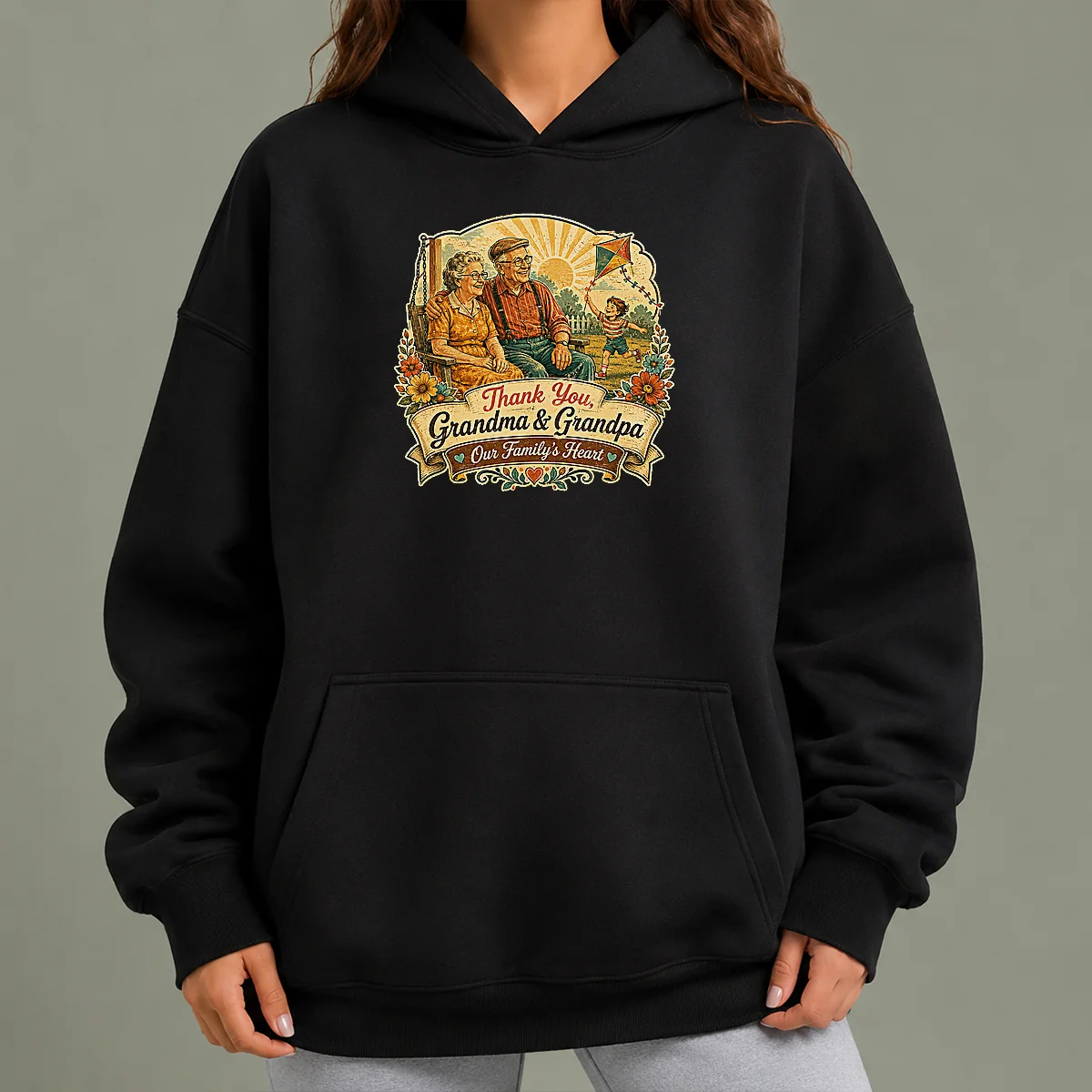 Nice Official Grandparents Day Vintage Thank You Grandma Grandpa Hoodie