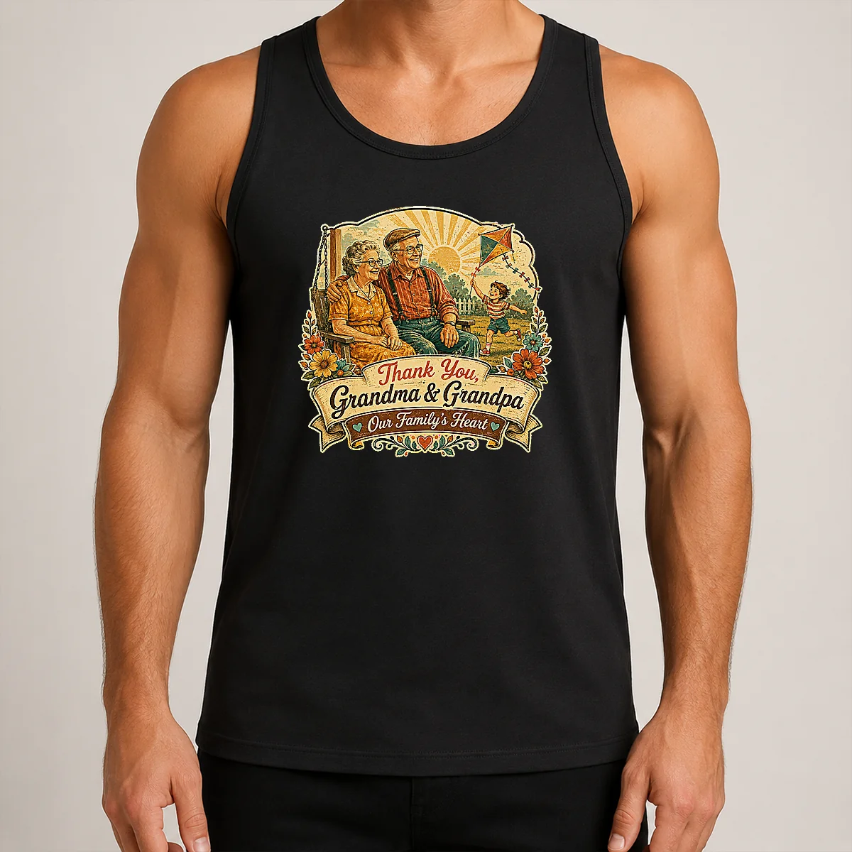 Nice Official Grandparents Day Vintage Thank You Grandma Grandpa Tank Top