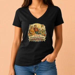 Nice Official Grandparents Day Vintage Thank You Grandma Grandpa V-Neck Shirt