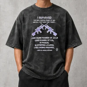 Nice Original I Survived The Gun Control Panic Of 2013 Washed T Shirt in soft cotton with vintage wash effect