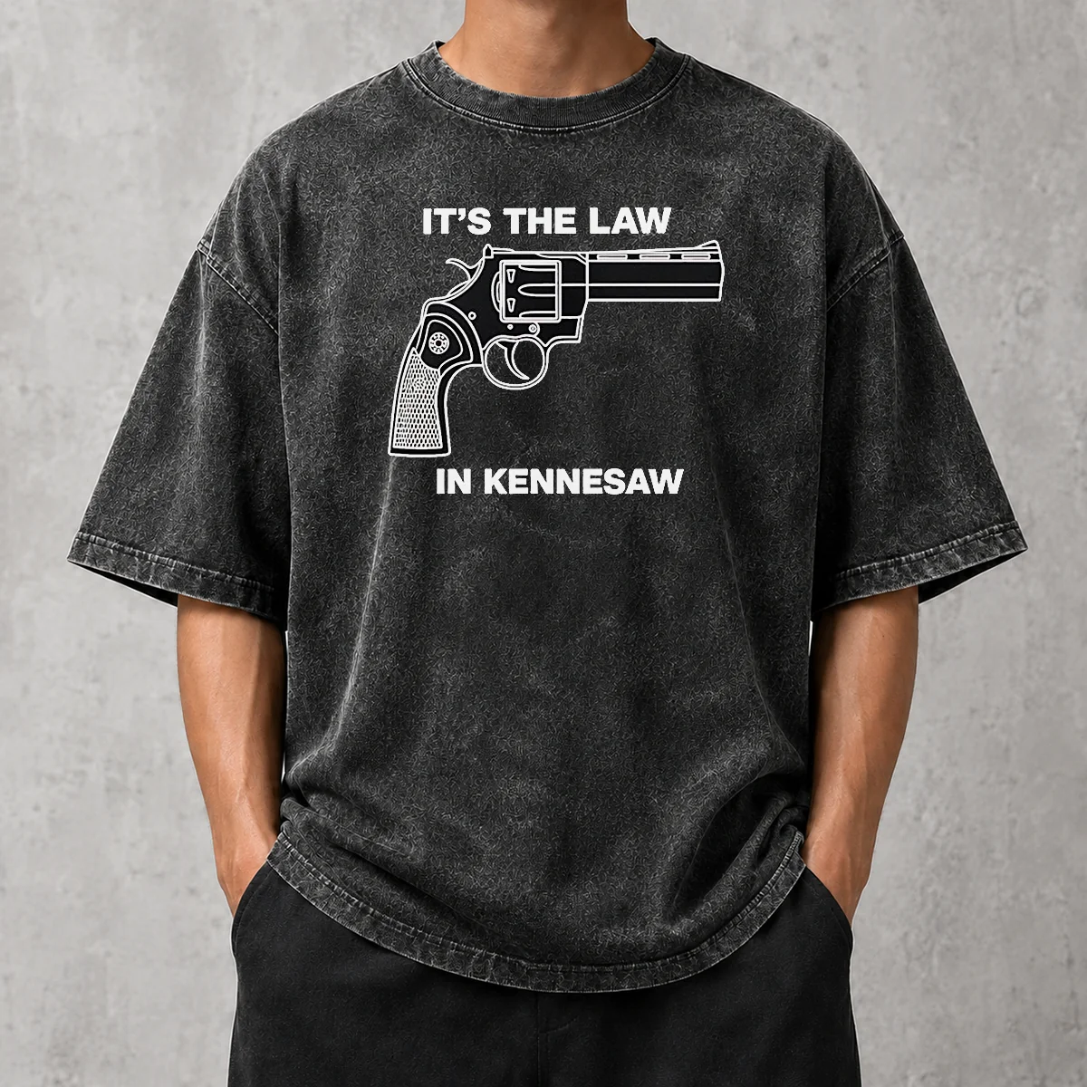 Nice Original It'S The Law In Kennesaw Gun Revolver Washed T-Shirt