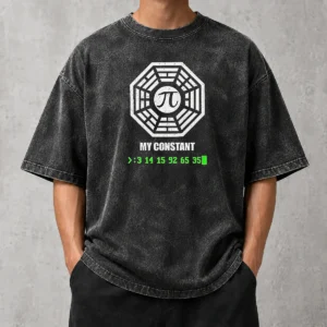 Nice Premium Lost My Constant Pi Symbol Distressed Dharma Initiative Washed T-Shirt