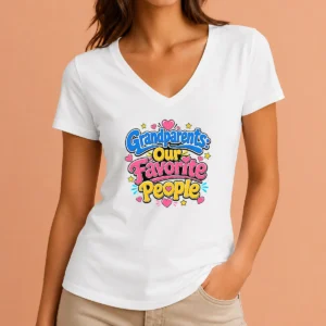 Nice Pretty Grandparents Day Love Cartoon V-Neck Shirt