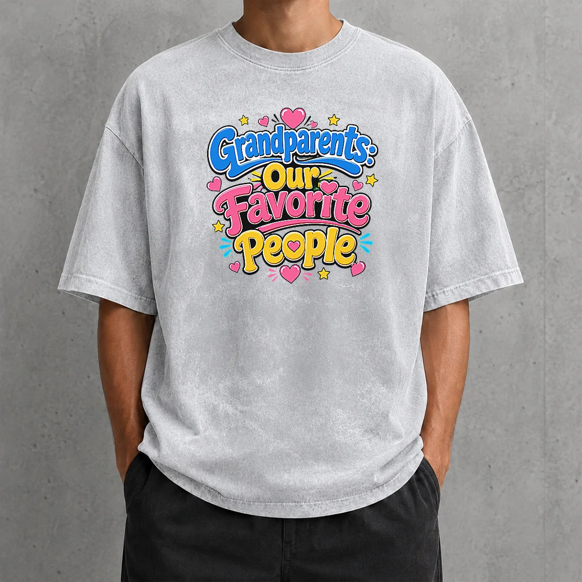 Nice Pretty Grandparents Day Love Cartoon Washed T-Shirt