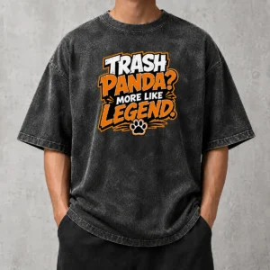 Official Jimothy Viral Trash Panda Funny Humor Cartoon Washed T Shirt in soft fabric with vintage look