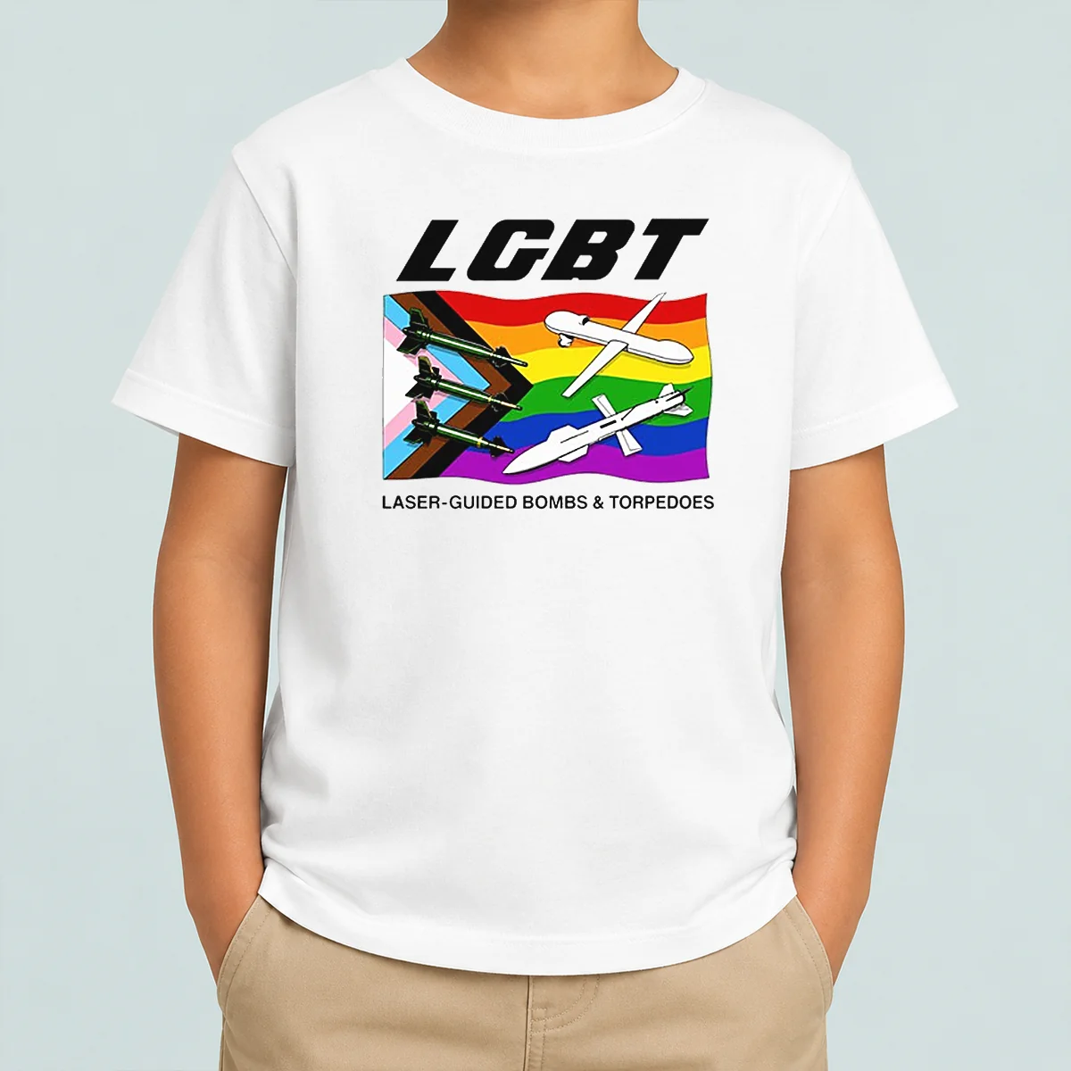 Official LGBT Laser Guided Bombs And Torpedoes Flag Kids T-Shirt
