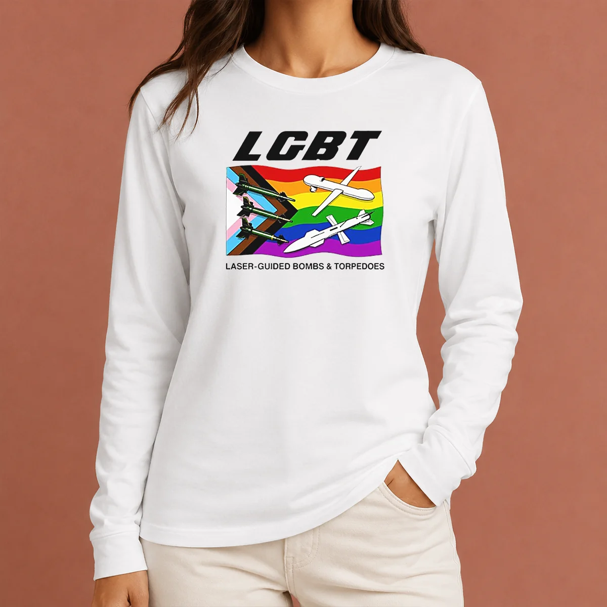 Official LGBT Laser Guided Bombs And Torpedoes Flag Long Sleeve Shirt