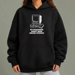 Official My Childhood Didn'T Need Online Updates Retro Gaming Console Hoodie