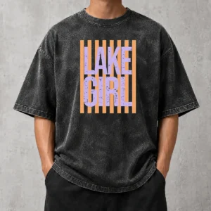 Official Retro Stripes Sunshine Lake Girl Washed T-Shirt