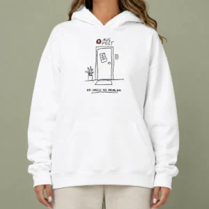 Original Aus Post No Knock No Problem Hoodie in black with front pocket and drawstring hood