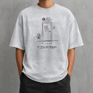 Original Aus Post No Knock No Problem Washed T Shirt in soft cotton fabric with a relaxed fit