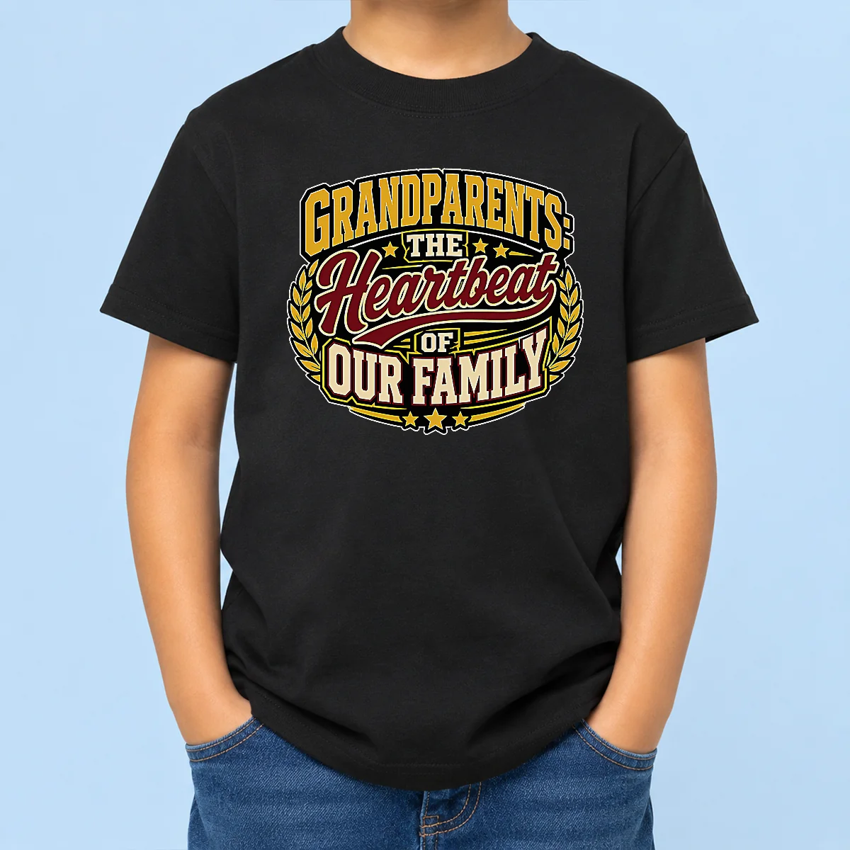 Original Grandparents Day Heartbeat Gratitude Mascot Kids T-Shirt