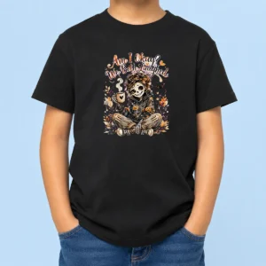 Original Halloween Skeleton Girl Coffee Watercolor Kids T-Shirt