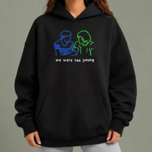 Original We Were Too Young Line Art Couple Hoodie