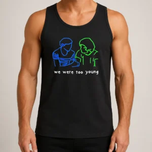 Original We Were Too Young Line Art Couple Tank Top
