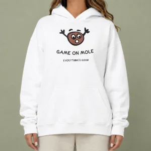 Perfect Hot Game On Mole Everything'S Good Hoodie in black, cozy pullover with front pocket and adjustable drawstring hood