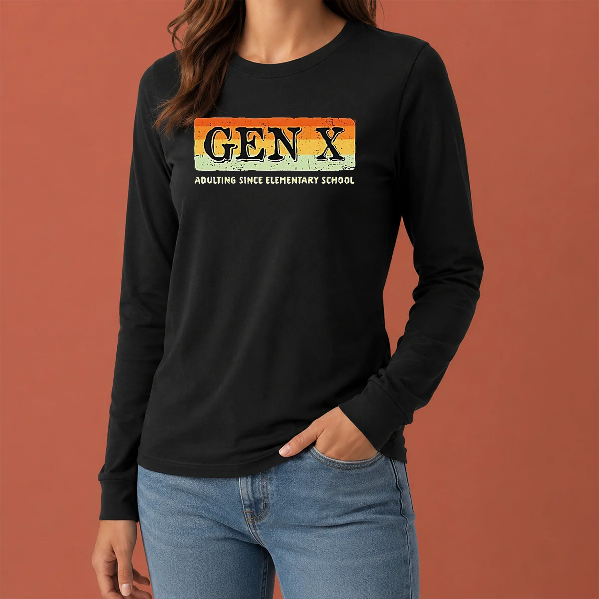 Premium Gen X Adulting Since Elementary School Long Sleeve Shirt