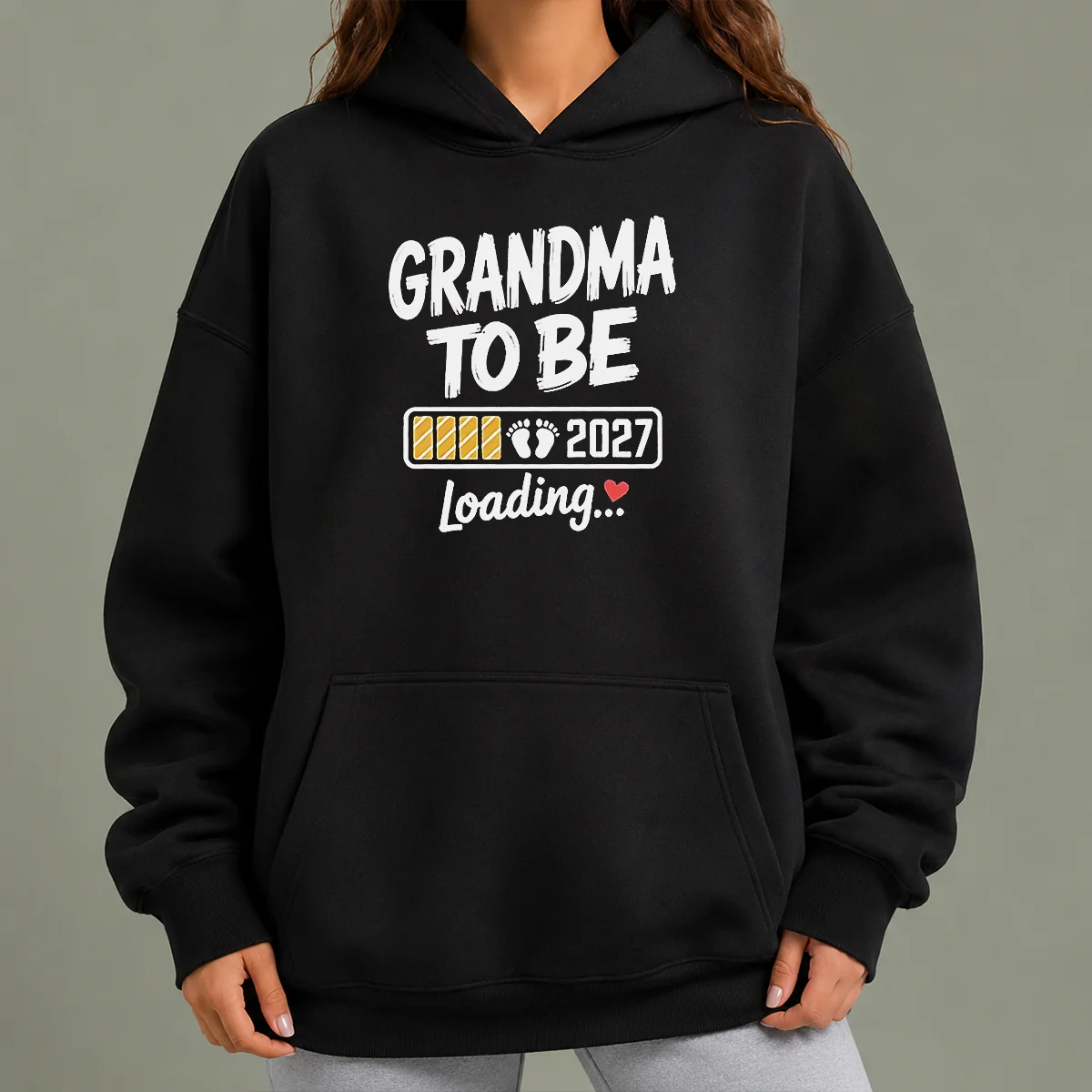 Premium Grandma To Be 2027 Loading Pregnancy Announcement Hoodie