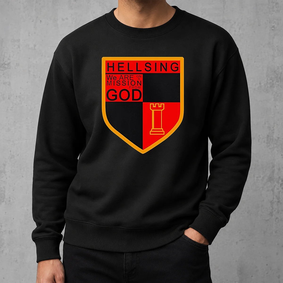 Premium Hellsing We Are On A Mission From God Shield Emblem Sweater