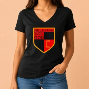 Premium Hellsing We Are On A Mission From God Shield Emblem V-Neck Shirt