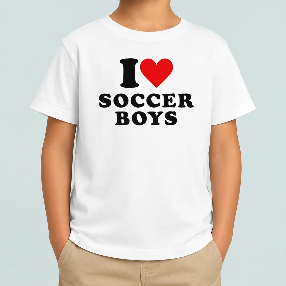 Premium Hot I Love Soccer Boys Kids T-Shirt
