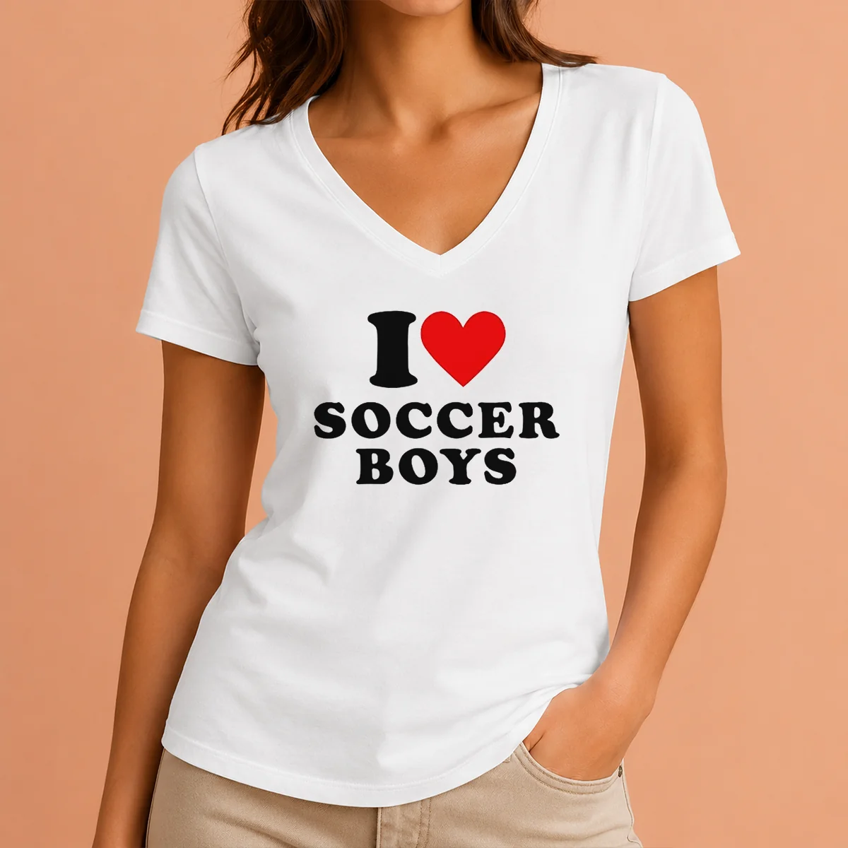 Premium Hot I Love Soccer Boys V-Neck Shirt Premium Hot I Love Soccer Boys V-Neck Shirt