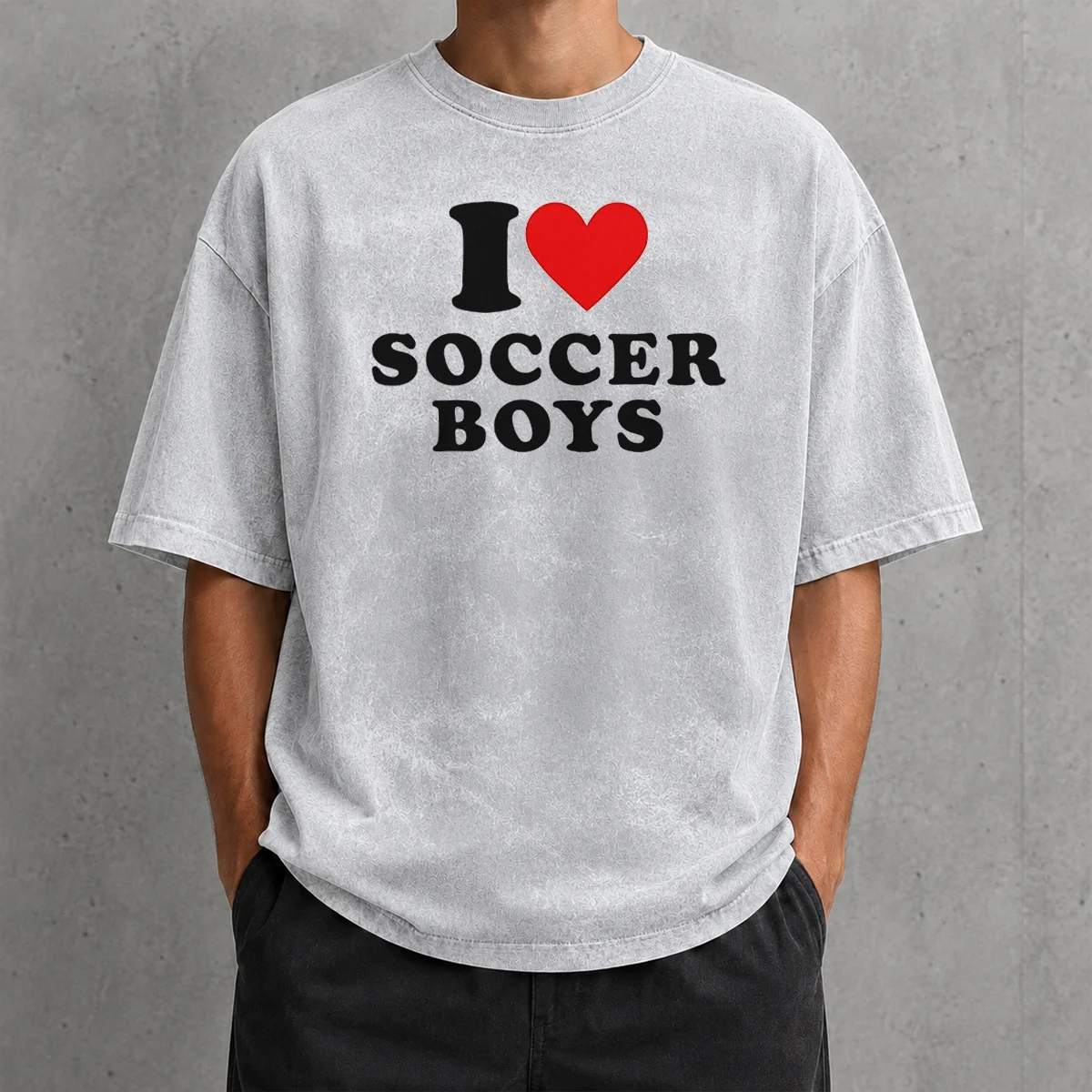 Premium Hot I Love Soccer Boys Washed T-Shirt