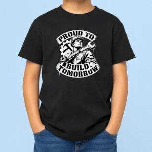 Premium Labour Day Proud Builder Stencil Kids T-Shirt