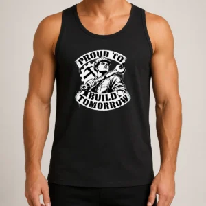 Premium Labour Day Proud Builder Stencil Tank Top