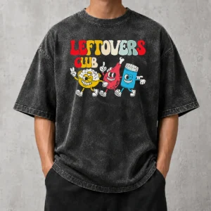 Premium Leftovers Club Fun Foodie Washed T-Shirt