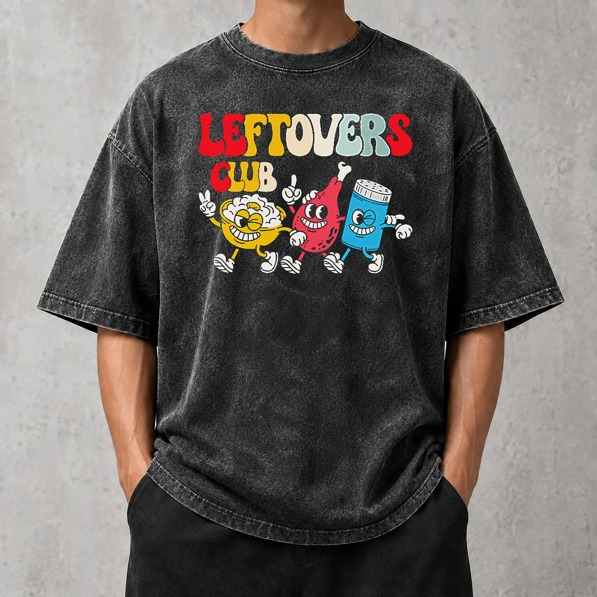 Premium Leftovers Club Fun Foodie Washed T-Shirt