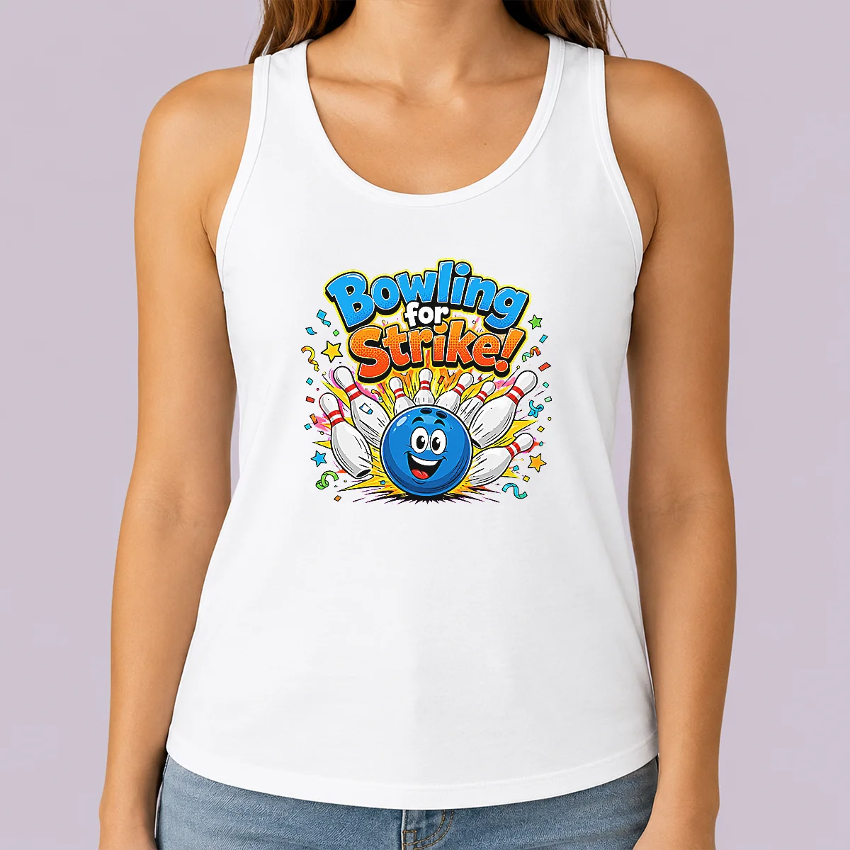Premium Nice Bowling For Strike Fun Cartoon Bowling Tank Top