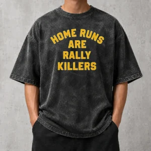 Premium Pretty Home Runs Are Rally Killers washed t shirt in soft faded cotton fabric
