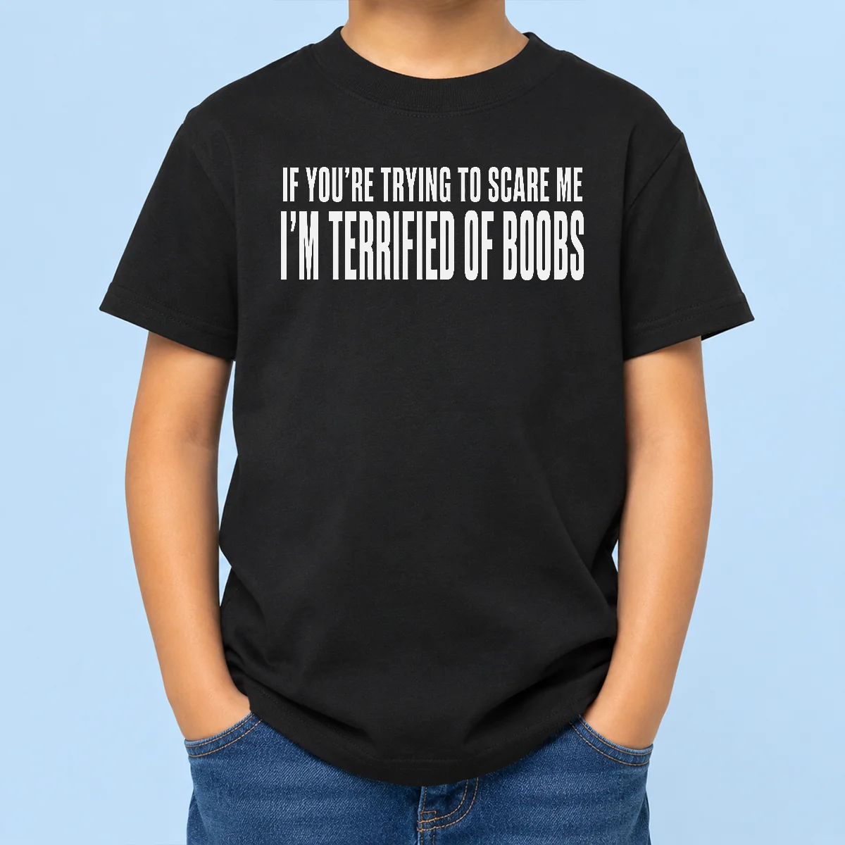 Premium Pretty I'M Terrified Of Boobs Kids T-Shirt