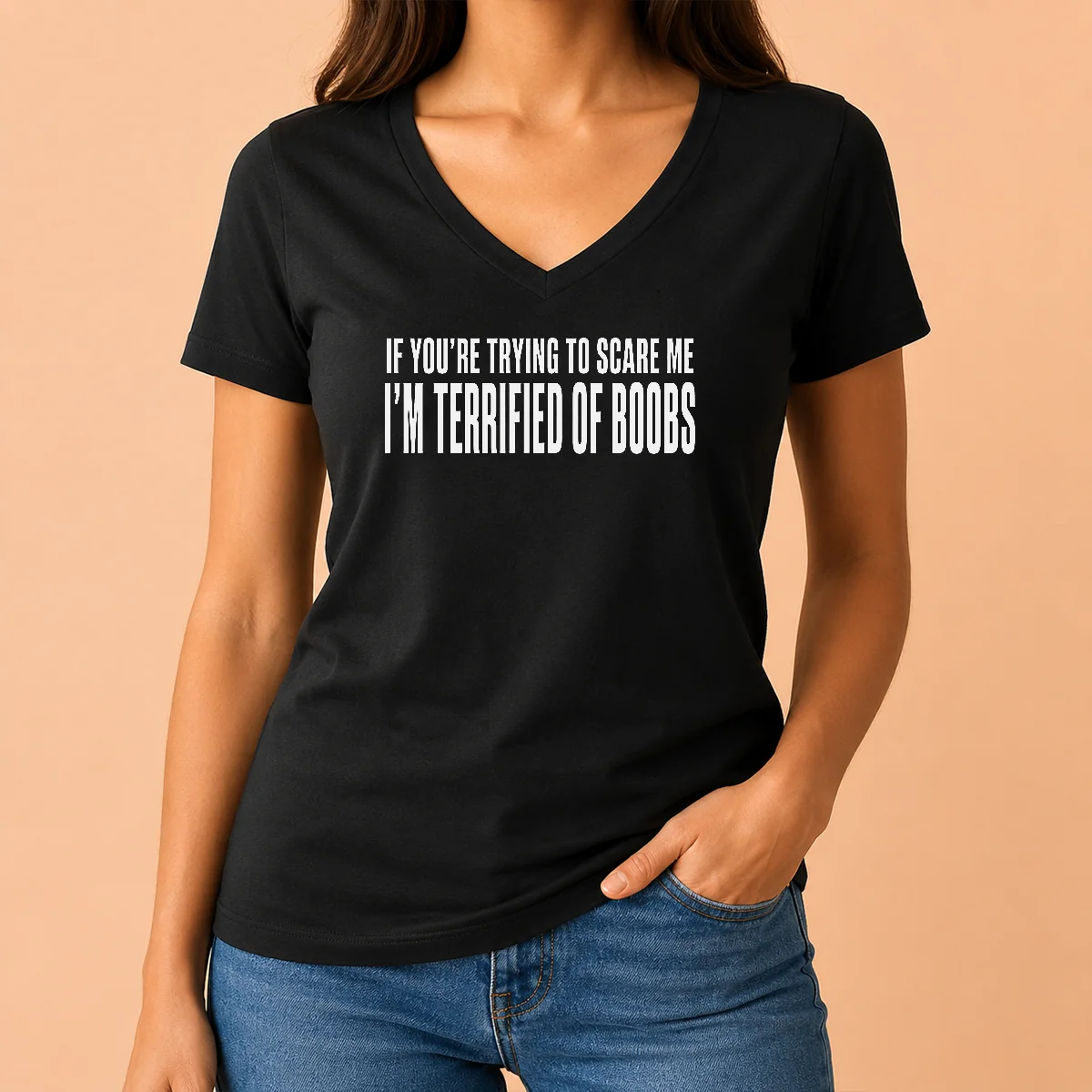 Premium Pretty I'M Terrified Of Boobs V-Neck Shirt Premium Pretty I'M Terrified Of Boobs V-Neck Shirt
