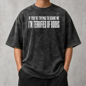 Premium Pretty I'M Terrified Of Boobs Washed T-Shirt