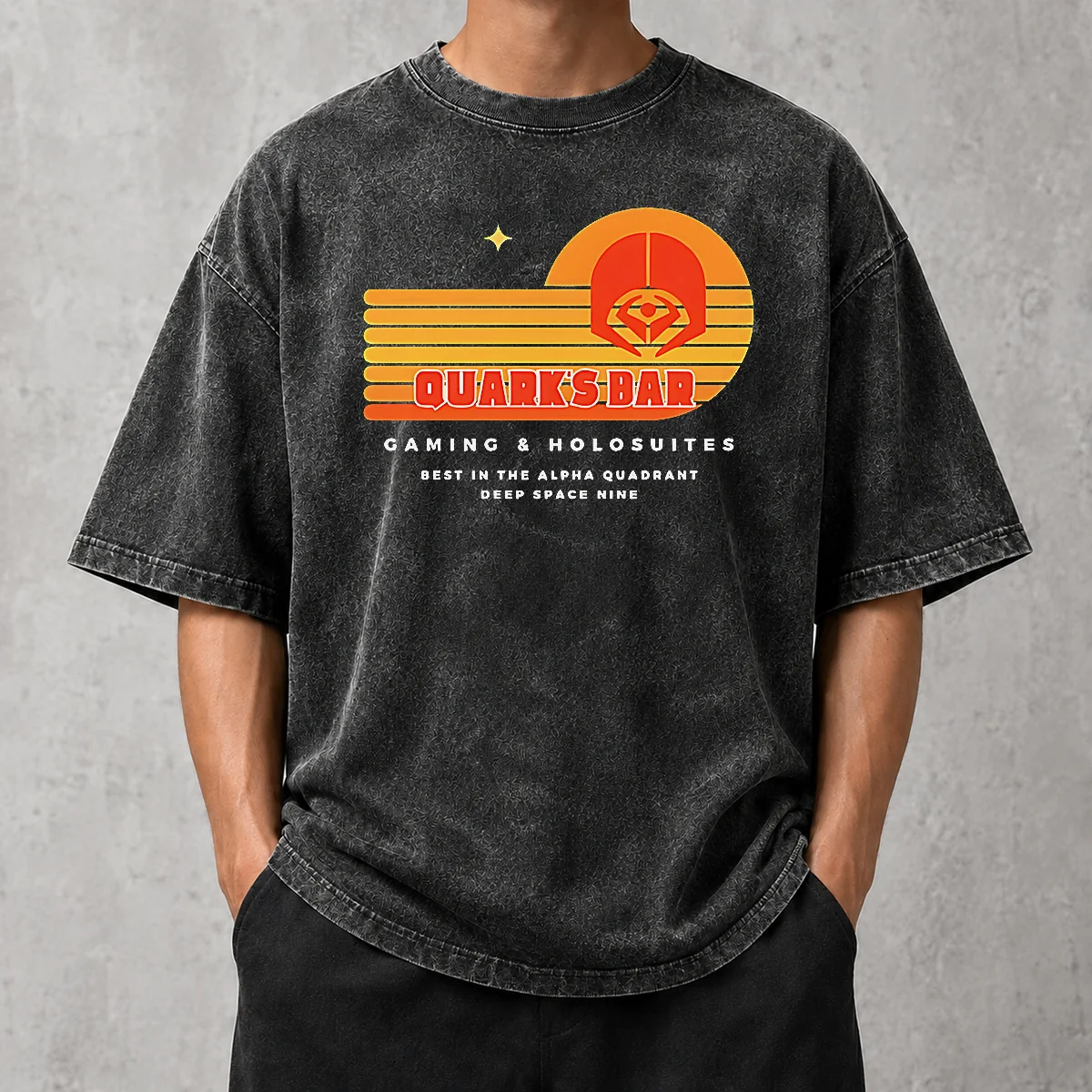 Premium Quark'S Bar Gaming & Holosuites Deep Space Nine Retro Washed T-Shirt
